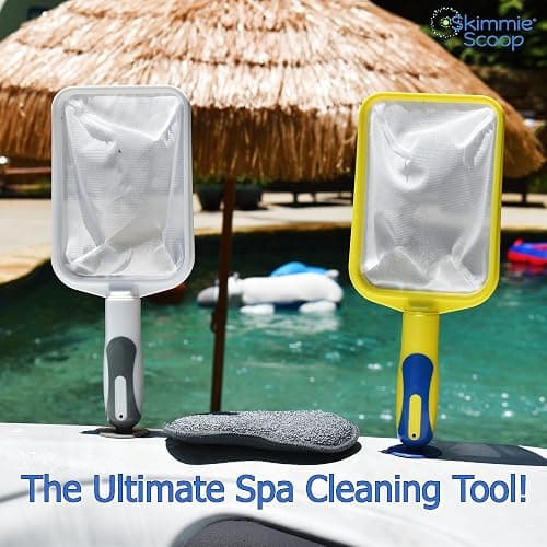 The Skimmie Scoop - Patented Handheld Skimmer with Fine Mesh Net for Spa, Hot Tub, Cold Plunge and Small Pool Cleaning - Lightweight and Durable with Powerful Suction Cup - Clean Out Filter (Yellow) thumbnail 8