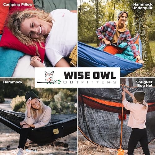 Wise Owl Outfitters Camping Hammock – 500lbs Portable Hammock with Tree Straps - Travel, Backpacking, Hiking, Outdoors Camping Gear - Single or Double thumbnail 8