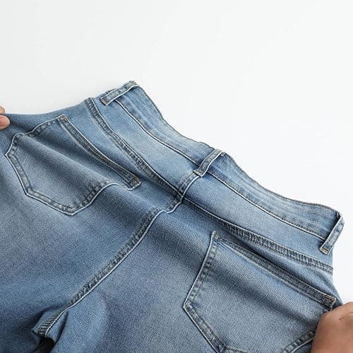 THUNDER STAR Womens High Waisted Wide Leg Jeans Stretchy Distressed Denim Pants thumbnail 7