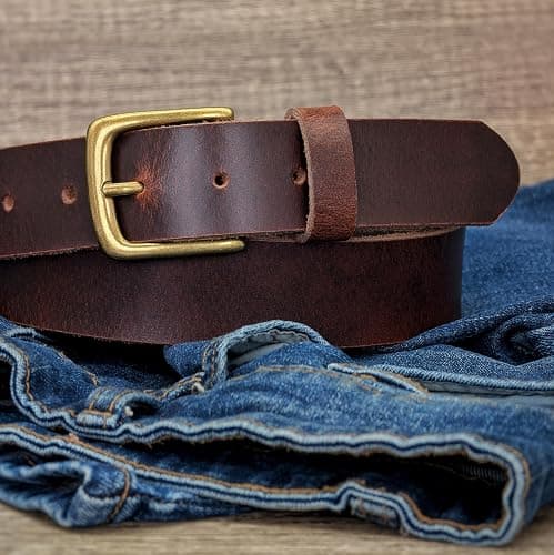 Ashford Ridge Made in England 34mm Full Hide Leather Belt with Brass Colour Buckle thumbnail 6