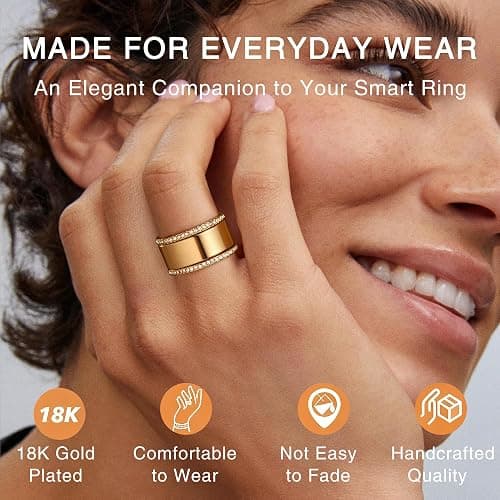 GWH Stackable Rings for Women - 14K Gold Plated Cubic Zirconia Simulated Diamond Oura Stack Rings for Women Size 6-10 thumbnail 3