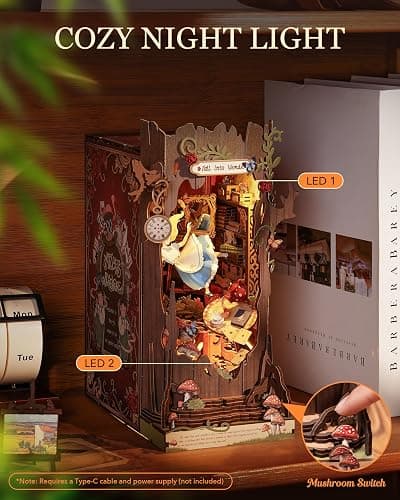 Rolife DIY Book Nook Kits Fall into Wonder, Fairy Tale Bookend Wooden 3D Puzzles for Bookshelf Decor, DIY Miniature House Building Kit for Adults, DIY Crafts/Surprised Gifts for Teens & Book Lovers thumbnail 4