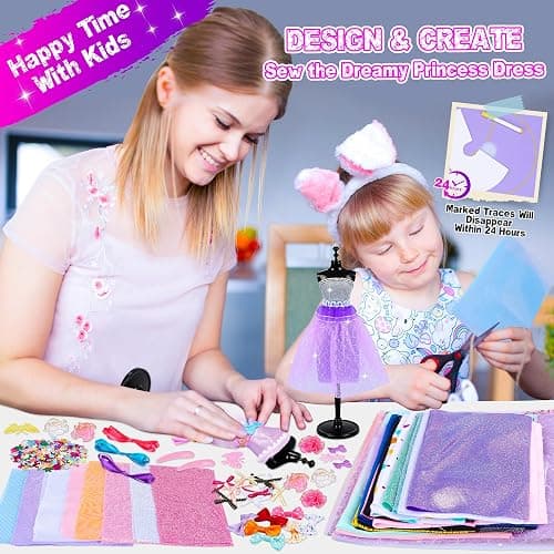 GOLMUD 1000+ Fashion Designer Kit for Girls, Sewing Kit with 4 Mannequins, DIY Art & Craft Activity for Kids, Girl Toys for Age 3 4 5 6 7 8 9 10 11 12+ Year Old Gifts thumbnail 6