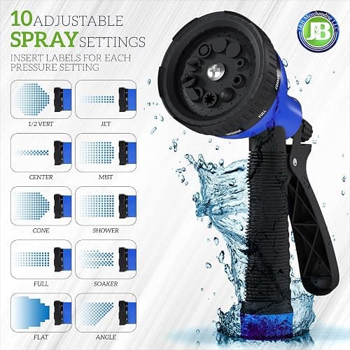 J&B XpandaHose 100ft Expandable Garden Hose – Ultra-Strong 3750D, 4-Layer Latex Core, Brass 3/4" Connectors, 10-Pattern Nozzle & Storage Bag – Lightweight, Kink-Reducing, Leak-Resistant thumbnail 4