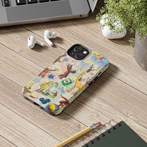 Playful Curious Monkey Phone Case Compatible with iPhone 16, Protective Hybrid 2-Layer Hard Shell, Cute Curious Monkey Collection Playful George thumbnail 5