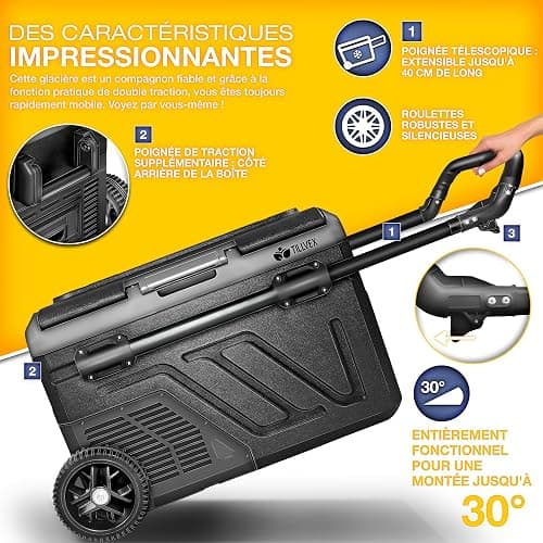 tillvex® Glacière à Compresseur | Congélateur Electrique avec Contrôle WiFi-APP, Port USB, 12/24 V 230V | Réfrigérateur jusqu'à -20 °C pour Voiture, Camion, Bateau, Camping-Car, Camping (Gris, 40 L) thumbnail 10