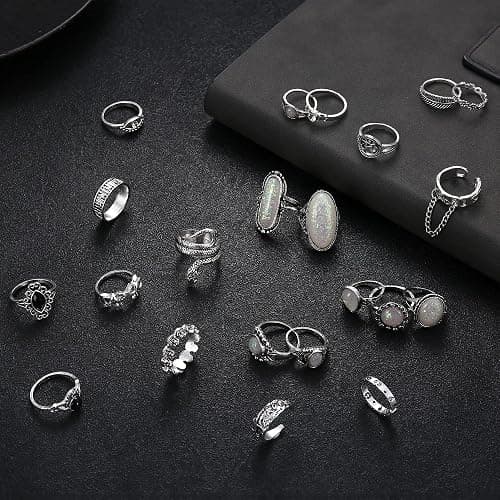 Subiceto 33Pcs Grunge Vintage Punk Necklace Jewelry Set Gothic Earrings Fairy Butterfly Boho Crystal Y2k Cross Pendent Butterfly Heart Choker Goth Stackable Knuckle Rings Adjustable Y2k Accessories for Women Men thumbnail 6