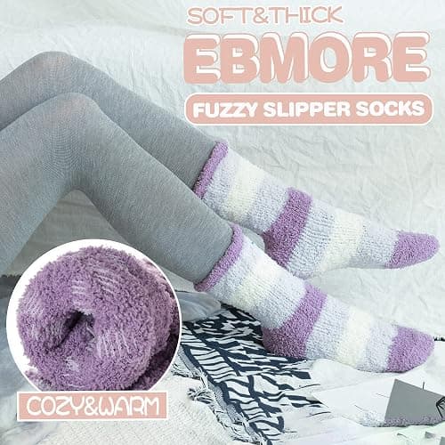 EBMORE Womens Fuzzy Socks Fleece Fluffy Cabin Plush Warm Sleep Soft Cozy Winter Adult Socks thumbnail 3