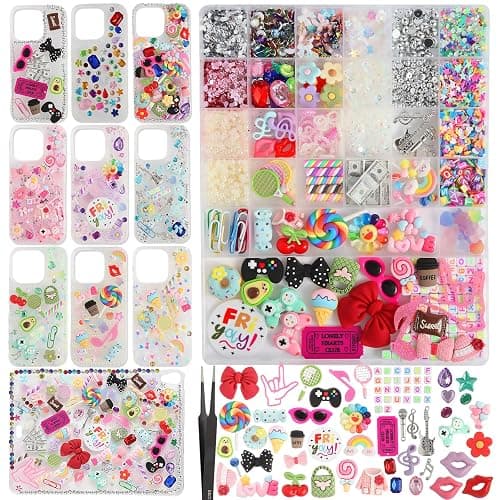EIiovcnya 4980 Pcs Junk case Charms for Junk Cases, DIY Junk Phone case, Nail Charms, Bling Resin Rhinestone, Bows, Star, Love, Candy, Letter Beads,Beads，etc. - Image 1
