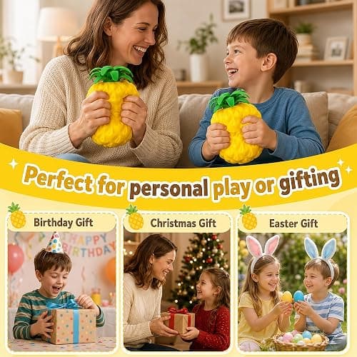 Jumbo Pineapple Squishy Toys, Gaint Big Realistic Pineapple Stress Balls | Squeeze Sensory Fidget Toys for Stress & Anxiety Relief, Non-Sticky & No Odor, Birthday Gifts Party Favor for Adults thumbnail 7