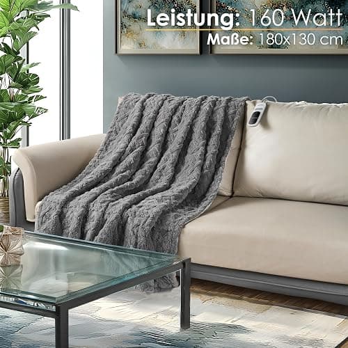 Heizdecke mit Abschaltautomatik Kuschelheizdecke 180x130cm elektrische Wärmedecke Kuscheldecke Bett Sofa Wärmezudecke Thermodecke Elektro-Wärmedecke Wärmebettdecke 9 Stufen bis 40°C waschbar thumbnail 6
