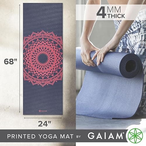 Gaiam Print Yoga Mat, Non Slip Exercise & Fitness Mat for All Types of Yoga, Pilates & Floor Exercises thumbnail 4