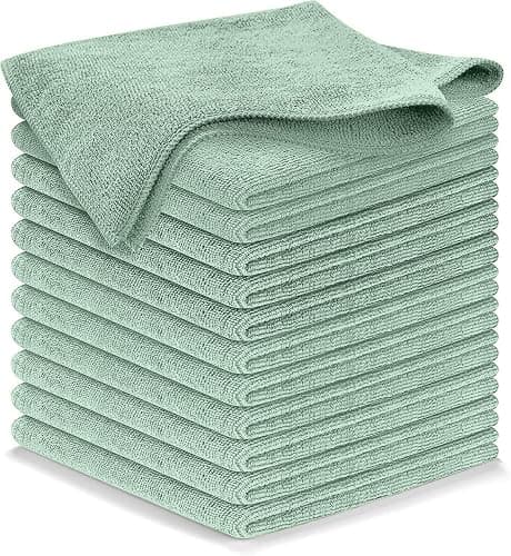 USANOOKS Microfiber Cleaning Cloth - Sea Green - 12Pcs (12.5x12.5 inch) High Performance - 1200 Washes, Ultra Absorbent Car Towel Traps Grime & Liquid for Streak-Free Mirror Shine - car Washing Cloth - Image 1
