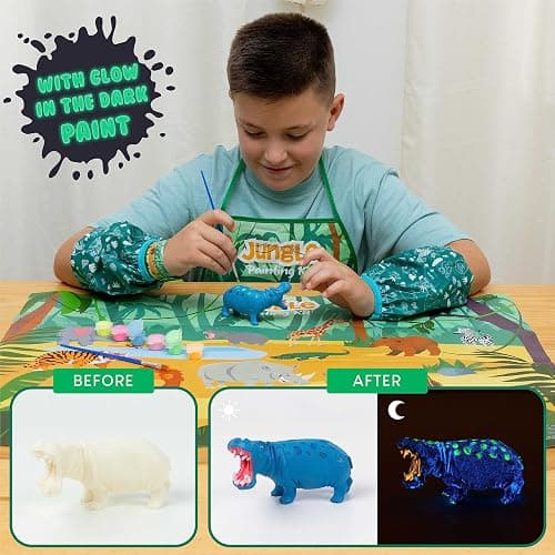 BONNYCO Animal Toys for Kids Painting Kit with 16 Figurines. Animal Kids Crafts 4-8 with Glow in the Dark, Safari Gifts for Boys and Girls. Boy Toys 3 4 5 6 7 8 9 10, Years Old Birthday Christmas thumbnail 5