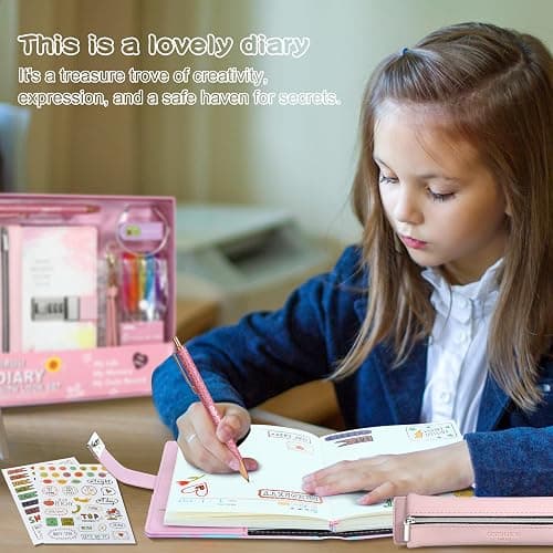 JIALILI Diary with Lock for Girls Ages 8-12, Kids Journal with Lock, Password Journal Notebook Kit for Teen Girls, 256 Pages Secrect Diary, Birthday Gifts for 6 7 8 9 10 11 12 Year Old Girls thumbnail 6