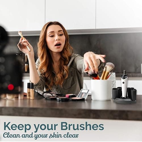 Luxe Electric Makeup Brush Cleaner Machine with Cleaning Solution - USB Charging Station, Automatic Brush Washer and Dryer - 3 Adjustable Speeds for Easy Cleaning - Complete Set for Hygienic Brushes thumbnail 3