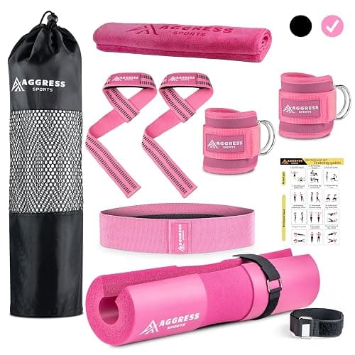 Premium Barbell Pad Set for Hip Thrusts - Squat Pad for Barbell Lunges, Bench Press, with 2 Gym Ankle Straps, Hip Resistance Bands – Gym Accessories for Women with Carry Bag, Towel - Image 1