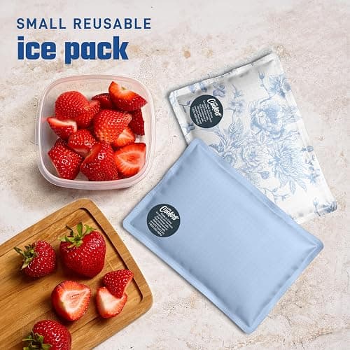 Fit & Fresh Cool Coolers 2 Pack Soft Ice for Lunch Bags, Flexible Stretch Nylon, Durable, Reusable Lunch Box Ice Packs, Soft Ice, Reusable Freezer Packs, Lunch Ice, Easy to Clean, Blue Floral thumbnail 6