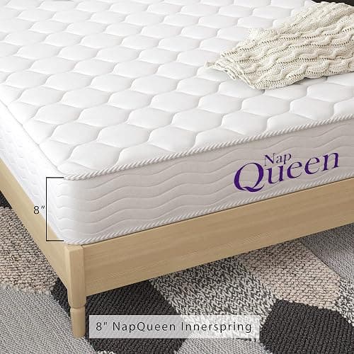 NapQueen 8 Inch Innerspring Twin Size Medium Firm Memory Foam Mattress, Bed in a Box, White - 8 Inch - Twin - White thumbnail 5