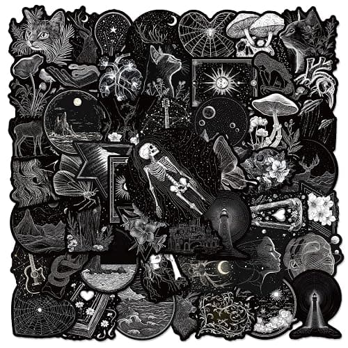 50Pcs Black Anime Stickers Pack, Waterproof Cool Graffiti Decals for Laptop, Skateboard, Journal, Scrapbooking, Water Bottle, Hydro Flask, Computer - Image 1