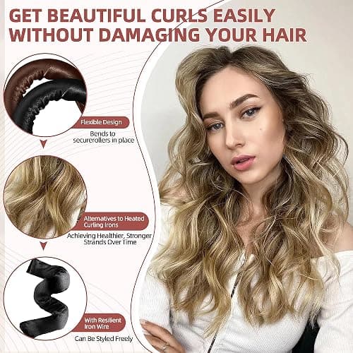 Heatless Curls Overnight Rods - 6 Pcs No-Heat Blowout Hair Curler Set, Hair Rollers for Long Hair with Bonnet for Sleeping thumbnail 3
