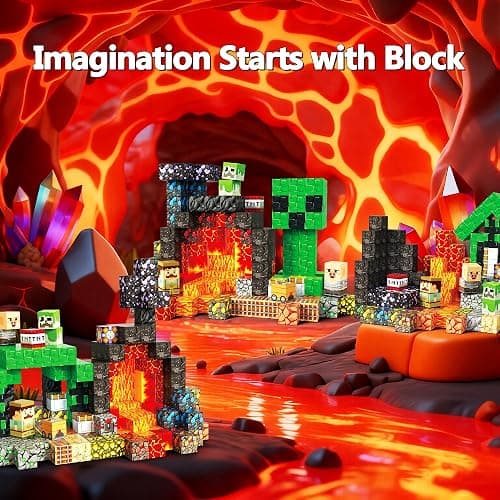 Laoren Magnetic Building Blocks STEM Toy Magnet Cubes for Kids 4-12 | Magnetic Cubes, 0.8 inches Building Blocks, Christmas Birthday Gifts for Kids Boys Girls Cave-200pcs thumbnail 3