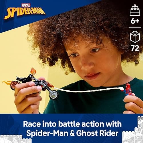 LEGO | Marvel Spider-Man vs. Ghost Rider Motorcycle - Superhero Toy w/a Motorbike Model, 2 Minifigures, Web String & Fire Elements - Gift for 6+ Year Old Boys - 76335 thumbnail 3