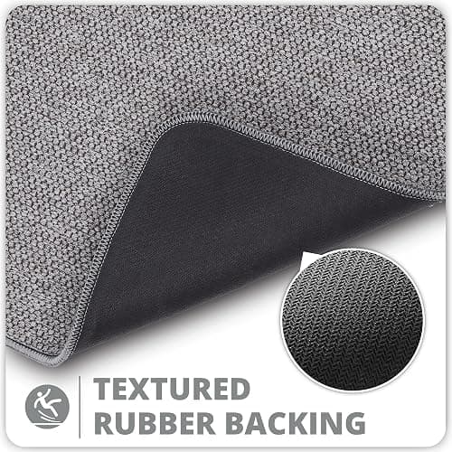Bath Mat,Ultra Thin Bathroom Rugs,Rubber Bath Mats for Bathroom,No Slip Bath Rugs,Quick Dry,Machine Washable,Low Pile,Absorbent,Shower Outside,Sink,Home Decor Accessories.Grey,1'5"x2'3"(17x27Inch) thumbnail 4