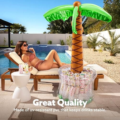 JOYIN 60" Inflatable Palm Tree Cooler, Beach Theme Decor, Pool Party Decorations, Luau Hawaiian Birthday Party Supplies, Ocean Jungle Tropical Themed Summer Outdoor Drink Cooler thumbnail 5