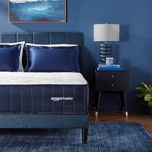 Amazon Basics Gel-Infused Memory Foam Mattress, 12-inch Hybrid, Cushion Firm, Cool Touch, CertiPUR-US® Certified Foam, Queen, White / Gray - Queen