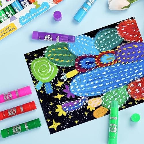 TOMPEN Tempera Paint Sticks for Kids & Artists,72 Pack 12 Vibrant Color | Non-Toxic,Quick Drying,Rainbow Colors,Washable Solid Paint Crayons,Ideal for Kids School Classroom Art Projects & DIY Crafts thumbnail 2