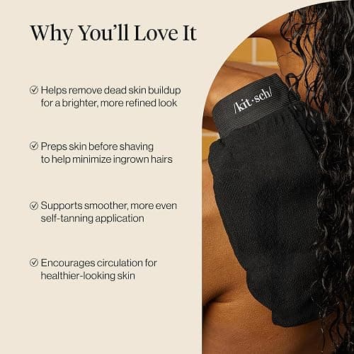 Kitsch Deep Exfoliating Gloves - Black | Korean Exfoliating Mitt and Deep Exfoliating Body Scrubber for Shower Bath, Dead Skin Remover, Skin Care for Smooth Skin thumbnail 5