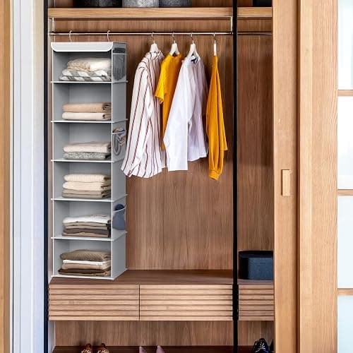 Simple Houseware 6 Shelf Hanging Closet Organizer, Gray thumbnail 2