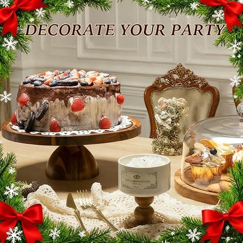 Fyctio Acacia Wood Cake Stand with Lid,12in Round Acrylic Cake Stand with Dome,2-In-1 Reversible Charcuterie Board with Lid,Large Wooden Baked Goods Display Holder,Perpare For Dessert,Cheese,Chips,Cookie thumbnail 9
