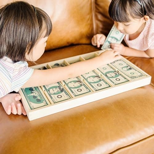 Melissa & Doug Play Money Set - Educational Toy with Paper Bills and Plastic Coins (50 of Each Denomination) and Wooden Cash Drawer for Storage thumbnail 5