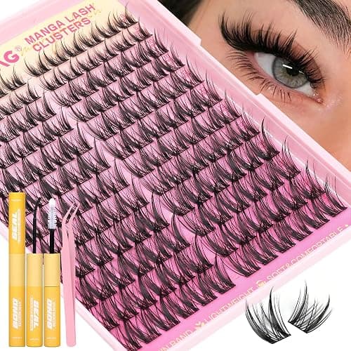Wispy Lash Clusters Kit Spiky Manga Lashes Extension Kit 8-14mm Eyelash Clusters DIY Individual Lashes Clusters with Thin Band Cluster Eyelash Extensions Kit with Lash Glue&Tweezers by TOOCHUNAG thumbnail 7