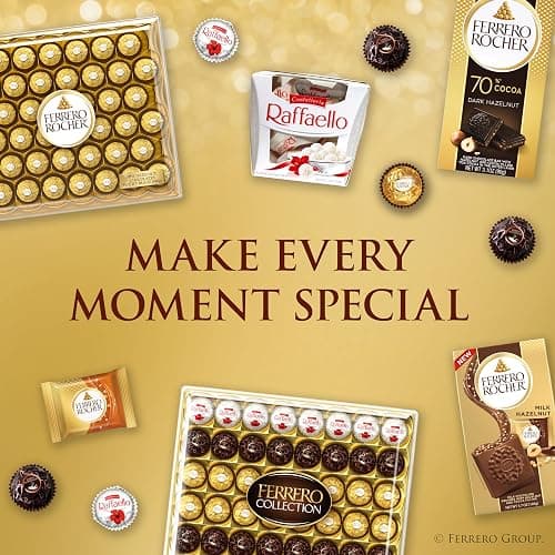 Ferrero Rocher Gourmet Hazelnut Milk Chocolate Valentine's Day Gift Box, 24 Individually Wrapped Chocolates for Gifting, 10.6 oz thumbnail 8