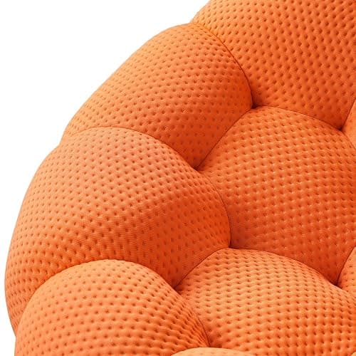 JACH Bubble Sofa Curved Couch Set, Comfy Upholstered Sofa, Mesh Fabric 3D Honeycomb Shape Modern Couches for Living Room, Apartment (Orange, 1 Seater, 2 Seater, 3 Seater, Ottoman) - 1+2+3 Seater & Ottoman - Orange thumbnail 8