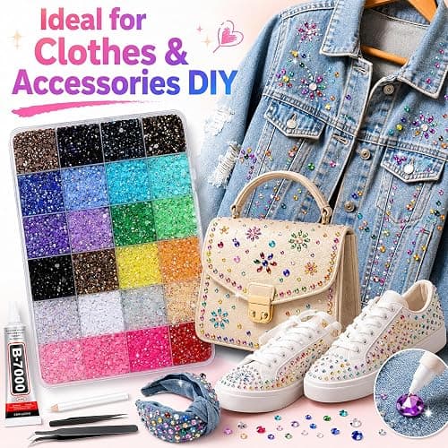 Bolosa 24 Colours 5mm Nail Art Rhinestones Kit, 25000 Pcs Resin Flat Back Gems, Bedazzling Kit with Tweezers & Pick Up Pen for Nails, Nail Gems, Phone Cases, Clothes, Shoes, Home and DIY Crafts thumbnail 4