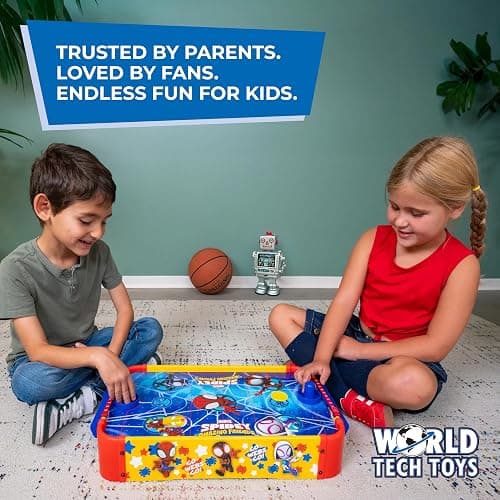 World Tech Toys Marvel Spidey and His Amazing Friends Air Hockey Table for Kids - Wooden Tabletop Game with Puck, Pushers & Air Flow System - Marvel Licensed - Kids 4+ thumbnail 6