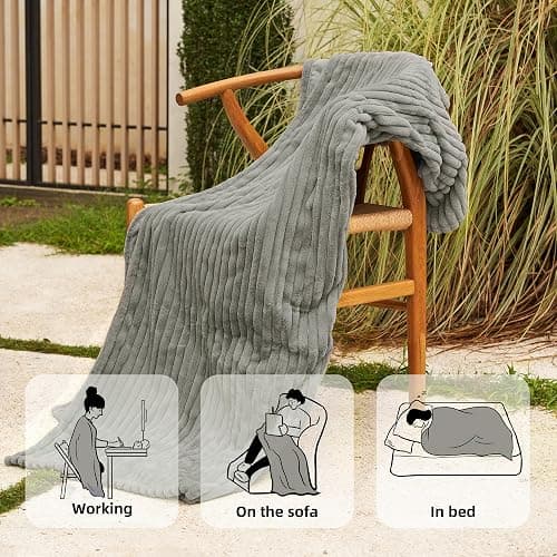 Gotcozy Electric Blanket Heated Throw 50''X60''- Ribbed Faux Fur Heated Blanket with 4 Heating Level & 3 Hour Auto Off Heating Blanket, ETL&FCC Certified Machine Washable(Gray) thumbnail 4
