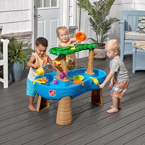 Step2 Tropical Rainforest Kids Water Tables, Outdoor Toddler Activity Table, Ages 1.5+ Years Old, 13 Piece Water Toy Accessories, Blue & Green thumbnail 2