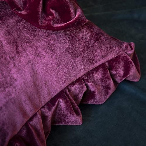 GLORY SEASON Velvet Throw Pillow Cover Soft Decorative Luxurious Solid Square Cushion Case for Sofa Couch Bedroom Farmhouse,Pack of 2, 18 x 18 Inches, Amaranth thumbnail 5