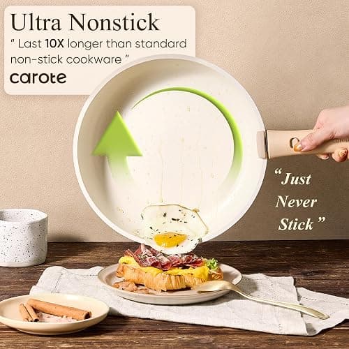 CAROTE 19pcs Pots and Pans Non Stick, Cookware Sets Detachable Handle, Induction Kitchen Pots and Pans,NonStick Cooking Set, Oven/Dishwasher/Fridge Safe, Space Saving thumbnail 3