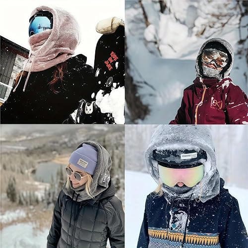 Sherpa Hood Ski Mask for Women, Moon Cozy Hood for Men, Winter Outdoor Sherpa Hooded Sports Windproof Mask for Neck, Face thumbnail 7