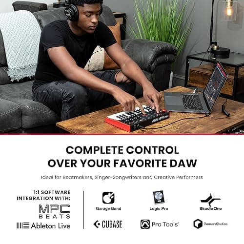 Akai Professional MPK Mini MK3-25 Key USB MIDI Keyboard Controller With 8 Backlit Drum Pads, 8 Knobs, Music Production Software and Native Instruments Sound Package (NKS Integration) thumbnail 2