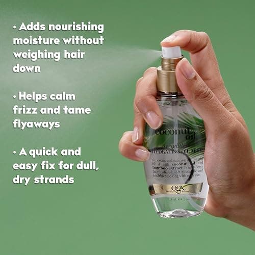 OGX Nourishing + Coconut Oil Weightless Hydrating Oil Hair Mist, Lightweight Leave-In Hair Treatment with Coconut Oil & Bamboo Extract, Paraben & Sulfate Surfactant-Free, 4 Fl Oz thumbnail 6