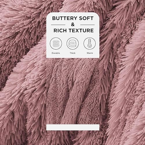 Bedsure GentleSoft Fluffy Dusty Pink Throw Blanket Gifts for Women, Girls, Soft Fleece Cozy Fuzzy Sherpa Plush Warm Minky Thick Faux Fur Throws for Couch, Dark Pink Decor Blanket Gifts for Her, 50x60 thumbnail 3