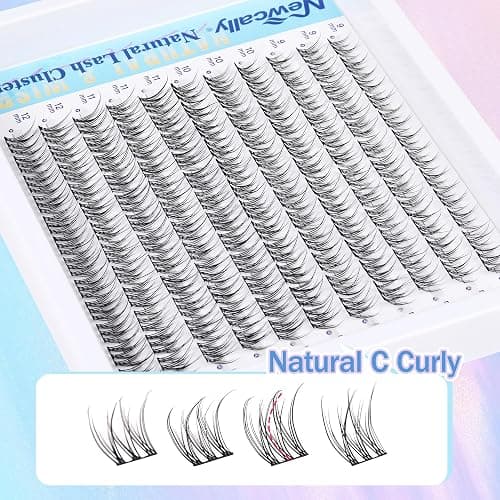 Natural Lash Clusters Kit DIY Lash Extension Kit Wispy Eyelash Extension Kit C-curly Individual Lashes Kit 9-12MM Short Eyelash Clusters with Lash Remover by Newcally thumbnail 7