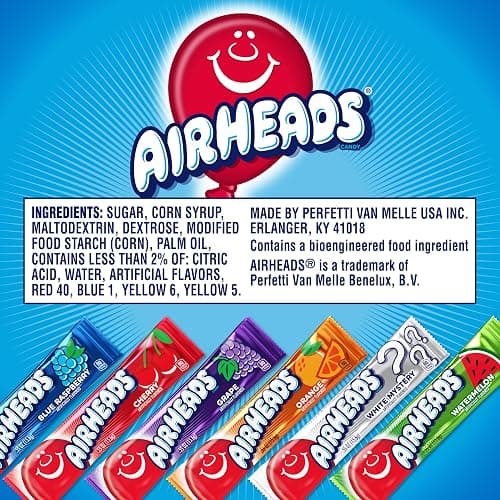 Airheads Full-Size Candy Bars, Assorted Taffy Variety Pack, 60 Count Box | Individually Wrapped Bulk Candy, Assorted Fruit Flavors, Artificially Flavored thumbnail 9